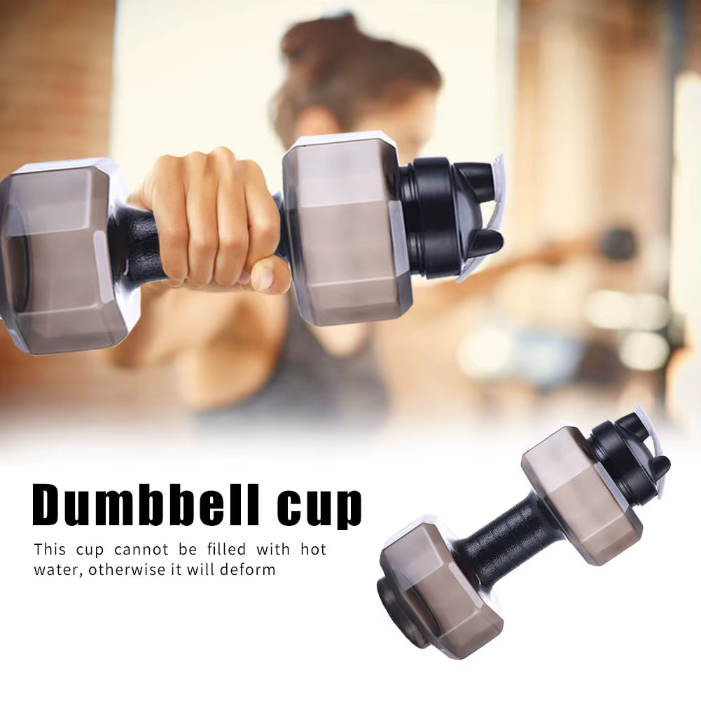 2600Ml Multifunctional Gym Sports PET Dumbbell Shaped Kettle Outdoor Fitness Cycling Camping Cold Water Bottle Cup